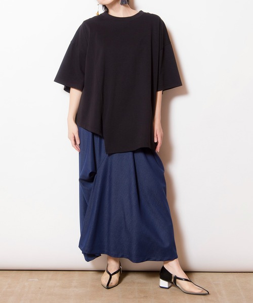 OSMOSIS（オズモーシス）の「アシンメトリーTシャツ（Tシャツ/カットソー・レディース・ブラック/ピンク/ホワイト・ONE SIZE）」の14枚目の写真