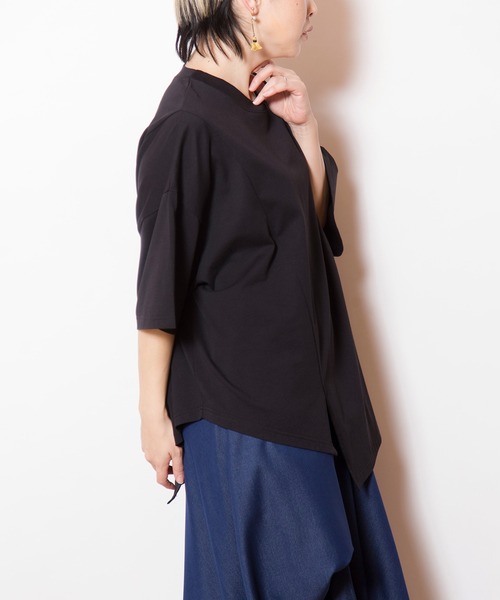 「OSMOSIS」 スウェットカットソー ONE SIZE ブラック レディース Amazon | [オズモーシス] ピンタックプリントTシャツ BLACK ONE