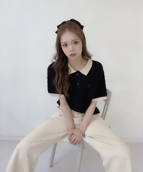 美品✦マークアンドロナ✦2023春夏Espoir Crew Knitサマーニット 美品マークアンドロナ2023春夏Espoir Crew Knitサマーニット