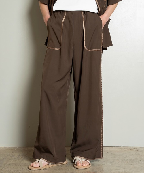 Evisen ブラウン ダブルプリーツ スラックス XL 3891329_base.jpg