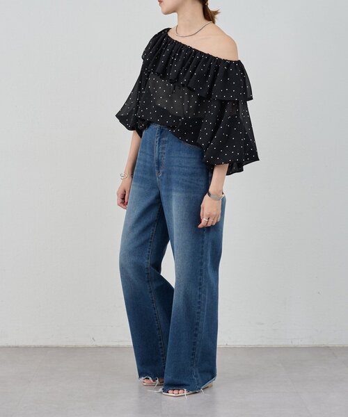 着るだけで主役に】シアーフリルドットブラウス（シャツ
