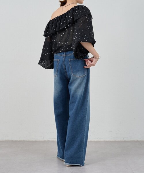 SHENERY（シーナリー）の「【着るだけで主役に】シアーフリルドットブラウス（シャツ/ブラウス・レディース・ブラック・FREE）」の9枚目の写真