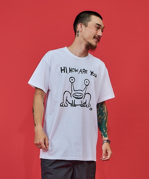 DANIEL JOHNSTON(ダニエルジョンストン)の「S/S TEE“HI HOW ARE YOU MURAL”/ショート スリーブ ティー "ハーイ ハワーユ― ミューラル”(Tシャツ/カットソー・メンズ・ブラック/ホワイト・MEDIUM/LARGE/X-LARGE)」の12枚目の写真