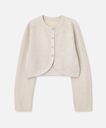 セール】【LOULOU WILLOUGHBY】バイカラーキーネック5分袖カーディガン