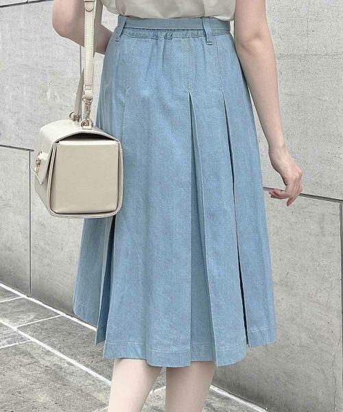 an another angelus（アンアナザーアンジェラス）の「ベルト付きボックスタックデニムスカート/ fint　フィント（デニムスカート・レディース・ライトブルー/ブラック・FREE）」の10枚目の写真