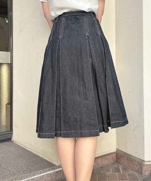 an another angelus（アンアナザーアンジェラス）の「ベルト付きボックスタックデニムスカート/ fint　フィント（デニムスカート・レディース・ライトブルー/ブラック・FREE）」の14枚目の写真