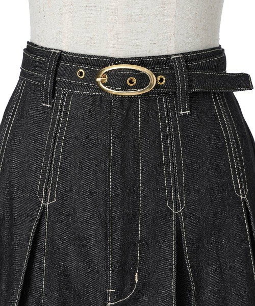 an another angelus（アンアナザーアンジェラス）の「ベルト付きボックスタックデニムスカート/ fint　フィント（デニムスカート・レディース・ライトブルー/ブラック・FREE）」の19枚目の写真