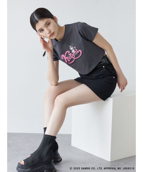MURUA(ムルーア)の「【メロクロコラボ】クロップドTシャツ(Tシャツ/カットソー・レディース・ブラック/ホワイト・FREE)」の7枚目の写真