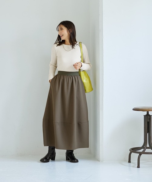 STYLE DELI(スタイルデリ)の「パンプキンジャージースカート(スカート・レディース・ブラック/カーキ・02/01)」の10枚目の写真