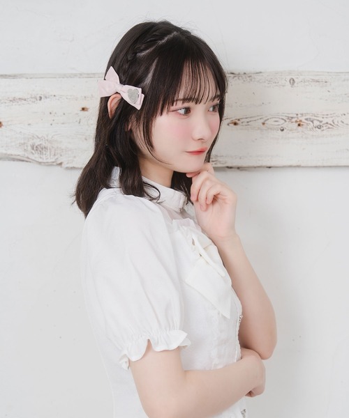 Honey Cinnamon(ハニーシナモン)の「ロゴプレートリボンクリップセット(ヘアピン・レディース・ピンク/アイボリー・FREE)」の9枚目の写真