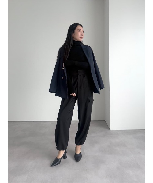 UR'S（ユアーズ）の「ハイウエストカーゴパンツ（その他パンツ・レディース・ブラック/ストライプ/アイボリー・M/S/L）」の4枚目の写真