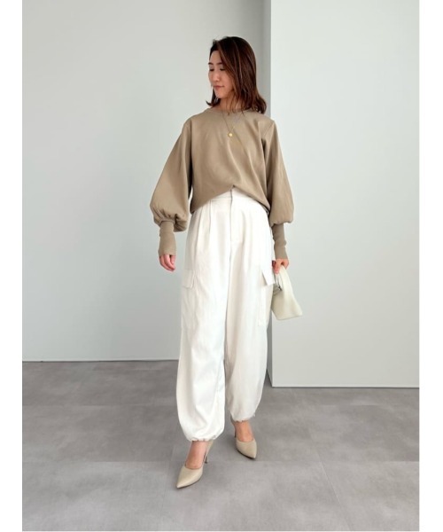 UR'S（ユアーズ）の「ハイウエストカーゴパンツ（その他パンツ・レディース・ブラック/ストライプ/アイボリー・M/S/L）」の6枚目の写真
