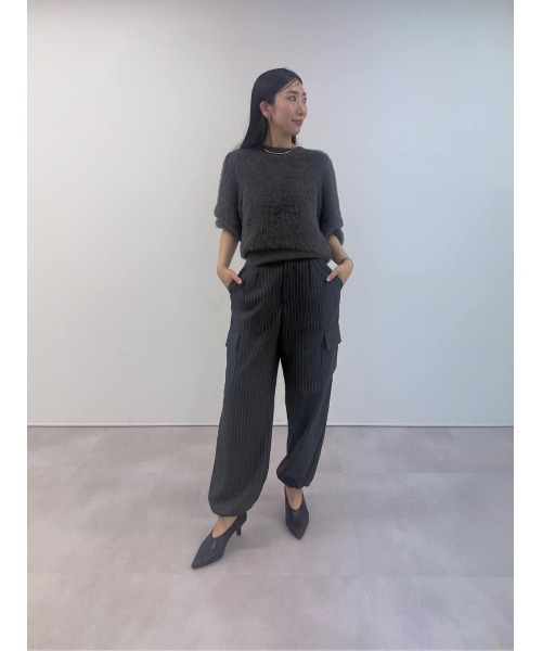 UR'S（ユアーズ）の「ハイウエストカーゴパンツ（その他パンツ・レディース・ブラック/ストライプ/アイボリー・M/S/L）」の7枚目の写真