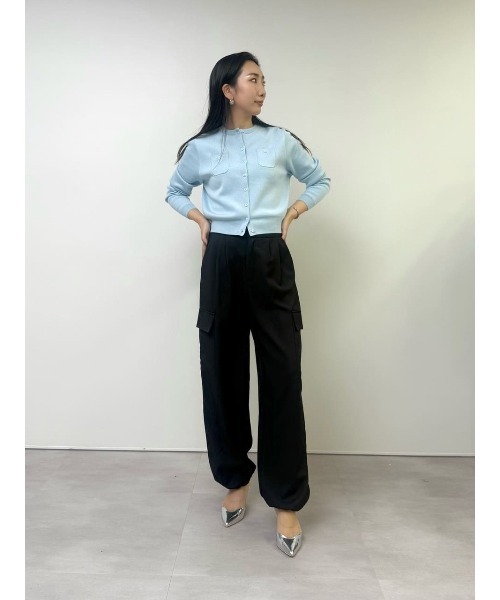 UR'S（ユアーズ）の「ハイウエストカーゴパンツ（その他パンツ・レディース・ブラック/ストライプ/アイボリー・M/S/L）」の12枚目の写真