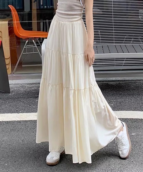 Miniministore(ミニミニストア)の「ティアードロングスカート レディース春夏(スカート・レディース・ブラック/アイボリー/ホワイト・FREE)」の18枚目の写真