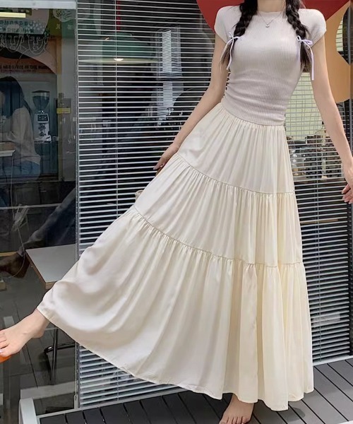 Miniministore(ミニミニストア)の「ティアードロングスカート レディース春夏(スカート・レディース・ブラック/アイボリー/ホワイト・FREE)」の19枚目の写真
