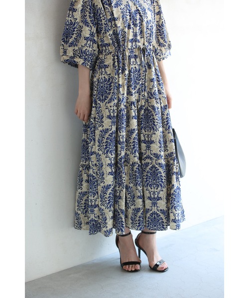cawaii(カワイイ)の「上品なブルーのダマスク柄ティアードミディアムワンピース(ワンピース・レディース・ブルー・FREE)」の16枚目の写真
