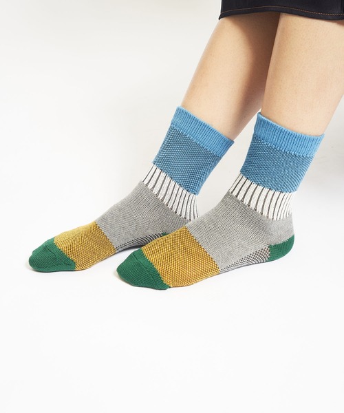 gomme（ゴム）の「カラーブロックソックス（ソックス/靴下・レディース・グレー/ブルー/ブラック/レッド・FREE）」の3枚目の写真