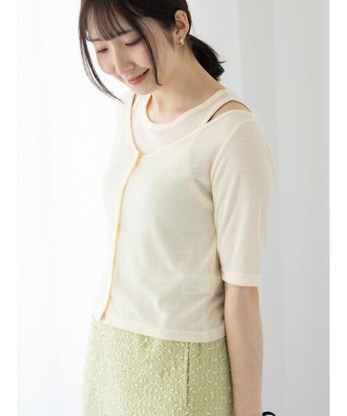 Te chichi TERRASSE(テチチテラス)の「シアーテレコレイヤードアンサンブル《2025summer catalog item》(その他トップス・レディース・ブラック/オフホワイト/ブルー・F)」の2枚目の写真