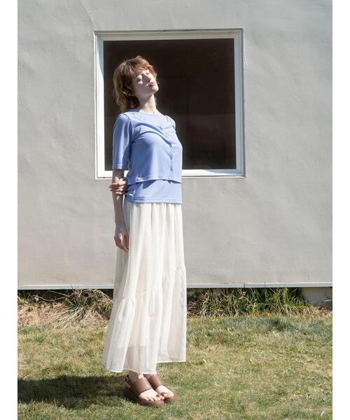 Te chichi TERRASSE(テチチテラス)の「シアーテレコレイヤードアンサンブル《2025summer catalog item》(その他トップス・レディース・ブラック/オフホワイト/ブルー・F)」の4枚目の写真