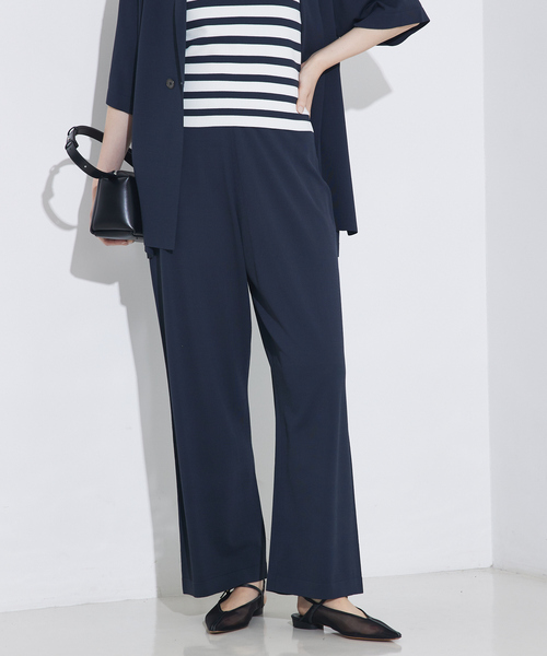 qualite(カリテ)の「【接触冷感】レーヨンストレッチニットパンツ/夏服/サマーニット/カセット服/セットアップ対応(その他パンツ・レディース・ブラウン/チャコールグレー・36/38)」の1枚目の写真