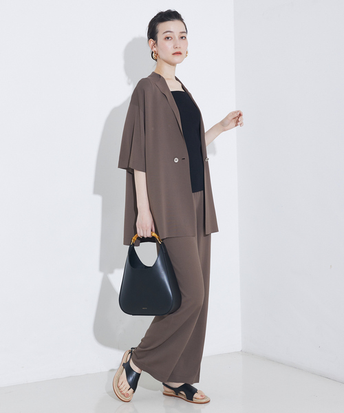 qualite(カリテ)の「【接触冷感】レーヨンストレッチニットパンツ/夏服/サマーニット/カセット服/セットアップ対応(その他パンツ・レディース・ブラウン/チャコールグレー・36/38)」の9枚目の写真