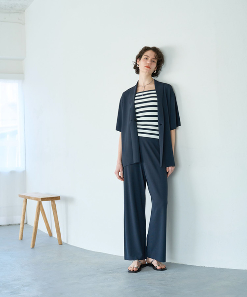 qualite(カリテ)の「【接触冷感】レーヨンストレッチニットパンツ/夏服/サマーニット/カセット服/セットアップ対応(その他パンツ・レディース・ブラウン/チャコールグレー・36/38)」の11枚目の写真