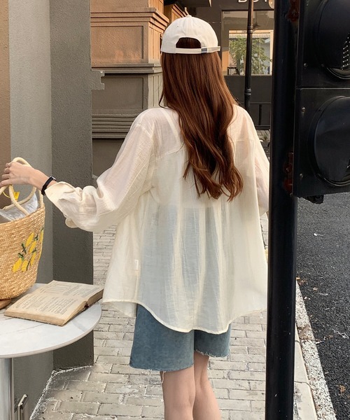 L LABEL（エルラベル）の「シアーシャツ+キャミ2点セット（シャツ/ブラウス・レディース・ホワイト/グリーン/ピンク/イエロー/ブルー・FREE）」の9枚目の写真