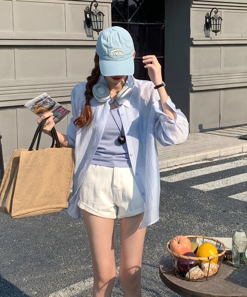 L LABEL（エルラベル）の「シアーシャツ+キャミ2点セット（シャツ/ブラウス・レディース・ホワイト/グリーン/ピンク/イエロー/ブルー・FREE）」の15枚目の写真