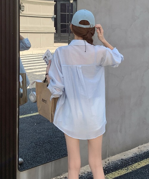 L LABEL（エルラベル）の「シアーシャツ+キャミ2点セット（シャツ/ブラウス・レディース・ホワイト/グリーン/ピンク/イエロー/ブルー・FREE）」の18枚目の写真