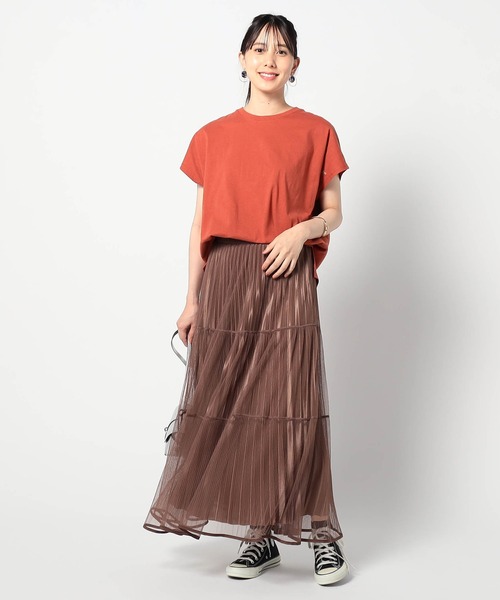 Grand PARK（グランドパーク）の「チュール＆プリーツ ティアードフレアスカート（スカート・レディース・ブラック/ブラウン・FREE）」の3枚目の写真