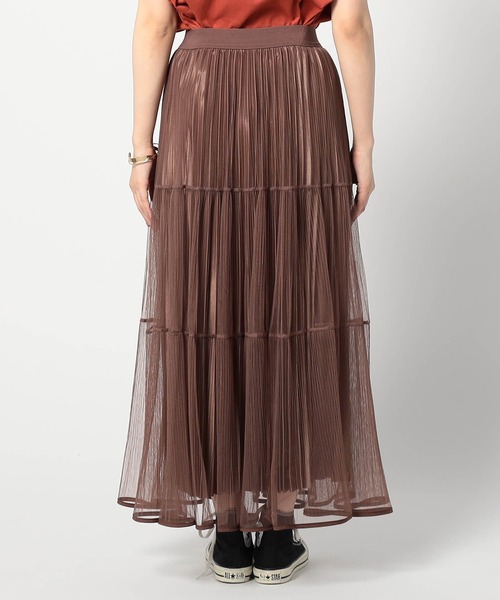Grand PARK（グランドパーク）の「チュール＆プリーツ ティアードフレアスカート（スカート・レディース・ブラック/ブラウン・FREE）」の9枚目の写真