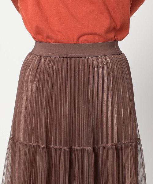 Grand PARK（グランドパーク）の「チュール＆プリーツ ティアードフレアスカート（スカート・レディース・ブラック/ブラウン・FREE）」の10枚目の写真