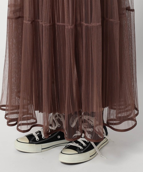 Grand PARK（グランドパーク）の「チュール＆プリーツ ティアードフレアスカート（スカート・レディース・ブラック/ブラウン・FREE）」の12枚目の写真