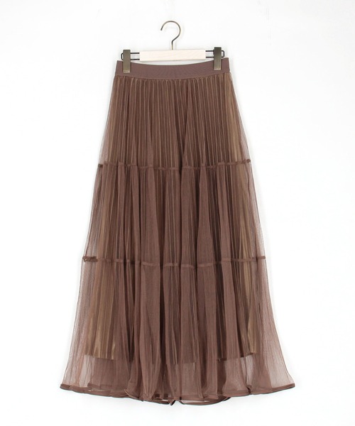 Grand PARK（グランドパーク）の「チュール＆プリーツ ティアードフレアスカート（スカート・レディース・ブラック/ブラウン・FREE）」の15枚目の写真