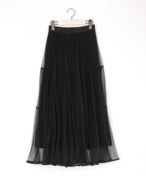 Grand PARK（グランドパーク）の「チュール＆プリーツ ティアードフレアスカート（スカート・レディース・ブラック/ブラウン・FREE）」の16枚目の写真
