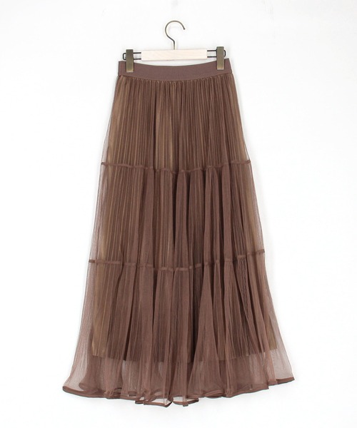 Grand PARK（グランドパーク）の「チュール＆プリーツ ティアードフレアスカート（スカート・レディース・ブラック/ブラウン・FREE）」の17枚目の写真