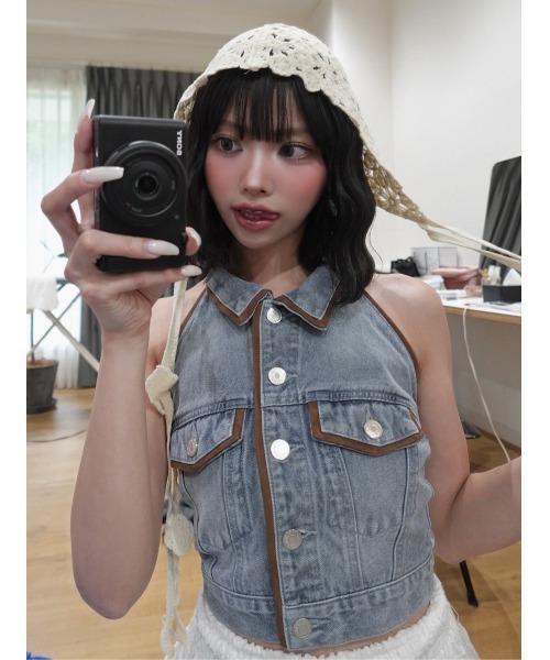 専用絶対厳守♥Darichスェードパィッピング デニムトップス新品未使用未開封Ｆ スウェードパイピングデニムトップス（その他トップス）｜Darich