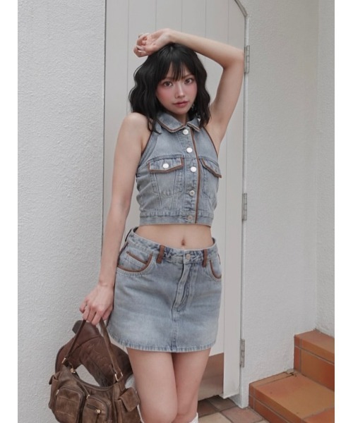 Darich ダーリッチ スウェードパイピングデニムトップス スウェードパイピングデニムトップス（その他トップス）｜Darich