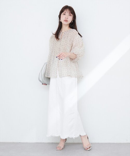 セール】【WEB限定】小花柄シャーリングブラウス（シャツ