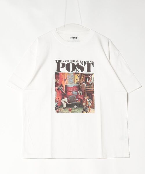 tシャツ 「THE SATURDAY EVENING POST」Road block グラフィックプリントTシャツ レディース メンズ THE SATURDAY EVENING POST】Road block グラフィックプリントT