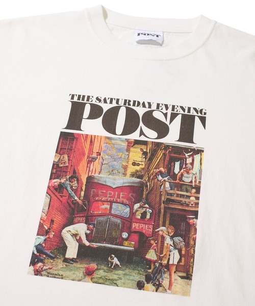 TETE HOMME（テットオム）の「【THE SATURDAY EVENING POST】Road block グラフィックプリントTシャツ（Tシャツ/カットソー・レディース・チャコールグレー/ホワイト/ブルーグレー・MEDIUM/LARGE/X-LARGE）」の7枚目の写真