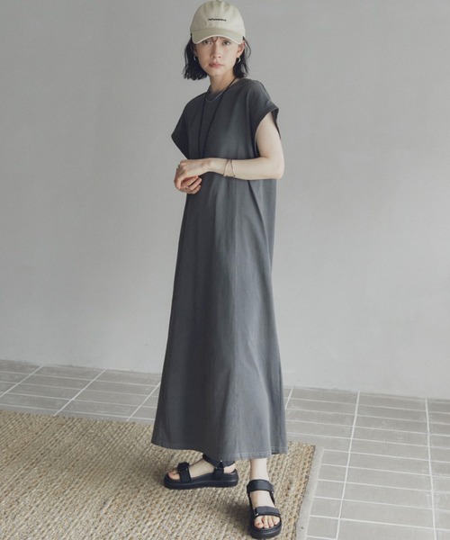 Doux archives(ドゥアルシーヴ)の「2WAYピグメントカットワンピース(ワンピース・レディース・ブラウン/チャコールグレー/カーキ・38)」の4枚目の写真