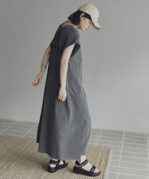 Doux archives(ドゥアルシーヴ)の「2WAYピグメントカットワンピース(ワンピース・レディース・ブラウン/チャコールグレー/カーキ・38)」の6枚目の写真
