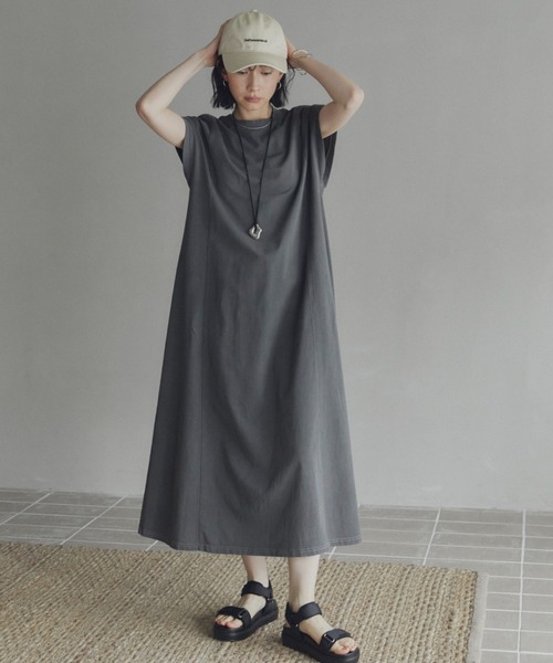 Doux archives(ドゥアルシーヴ)の「2WAYピグメントカットワンピース(ワンピース・レディース・ブラウン/チャコールグレー/カーキ・38)」の8枚目の写真