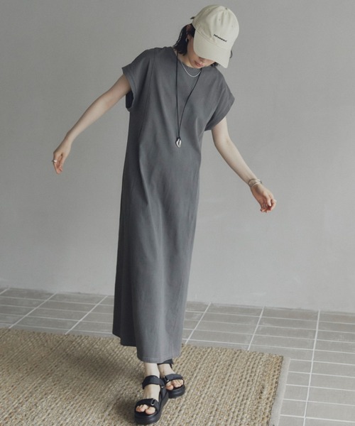 Doux archives(ドゥアルシーヴ)の「2WAYピグメントカットワンピース(ワンピース・レディース・ブラウン/チャコールグレー/カーキ・38)」の9枚目の写真