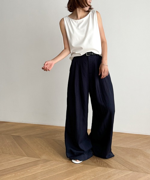 CANAL JEAN（キャナルジーン）の「El mar　レーヨンストレッチタンクトップ（タンクトップ・レディース・ライトグレー/ブラック/アイボリー・ONE SIZE）」の6枚目の写真