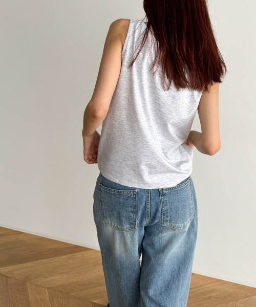 CANAL JEAN（キャナルジーン）の「El mar　レーヨンストレッチタンクトップ（タンクトップ・レディース・ライトグレー/ブラック/アイボリー・ONE SIZE）」の8枚目の写真
