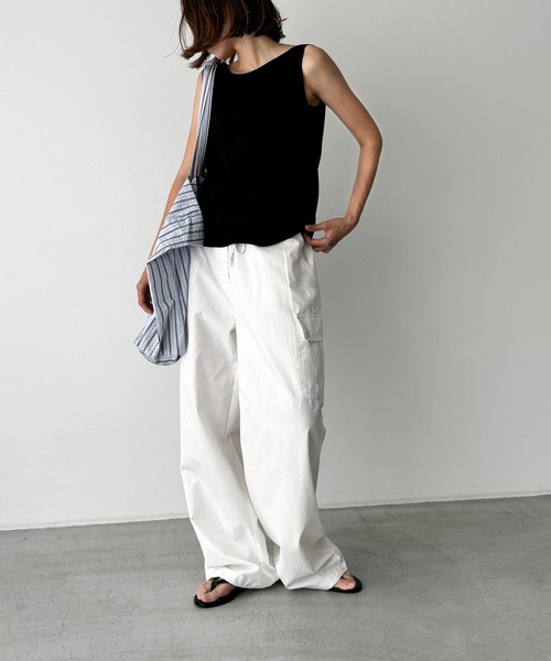 CANAL JEAN（キャナルジーン）の「El mar　レーヨンストレッチタンクトップ（タンクトップ・レディース・ライトグレー/ブラック/アイボリー・ONE SIZE）」の11枚目の写真