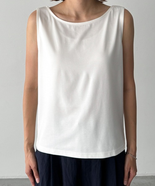 CANAL JEAN（キャナルジーン）の「El mar　レーヨンストレッチタンクトップ（タンクトップ・レディース・ライトグレー/ブラック/アイボリー・ONE SIZE）」の12枚目の写真